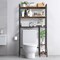 Extra-Long Over-The-Toilet Storage Rack | 33" Rustic Brown Bathroom Organizer with 5 Hooks & Anti-Tip Straps | Space-Saving Shelf for Bathroom/Laundry Room